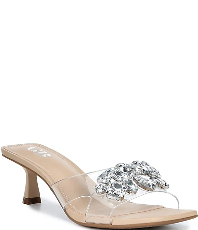 GB Sea-Glass Jewel Embellished Clear Dress Sandals