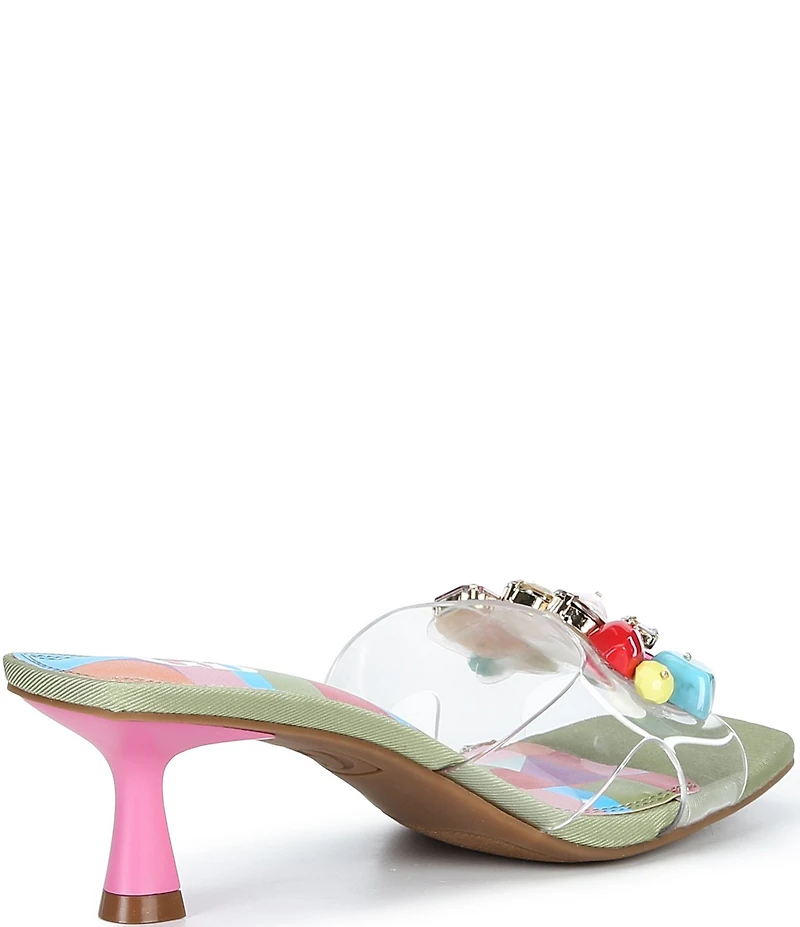 GB Sea-Glass Rainbow Jewel and Stone Embellished Clear Dress Sandals