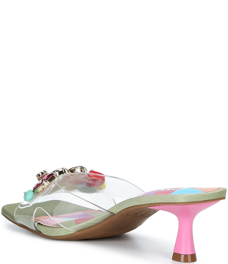 GB Sea-Glass Rainbow Jewel and Stone Embellished Clear Dress Sandals