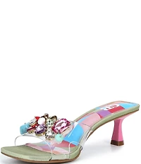 GB Sea-Glass Rainbow Jewel and Stone Embellished Clear Dress Sandals