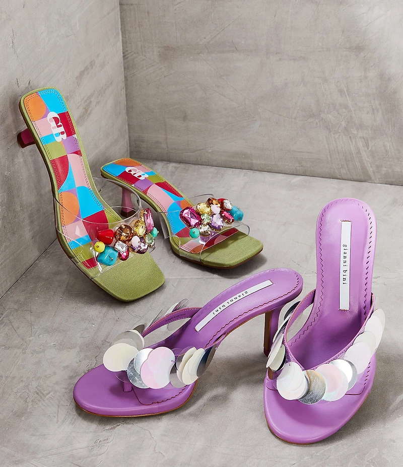 GB Sea-Glass Rainbow Jewel and Stone Embellished Clear Dress Sandals