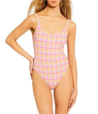 GB Seersucker Puff Classic Tank One Piece Swimsuit