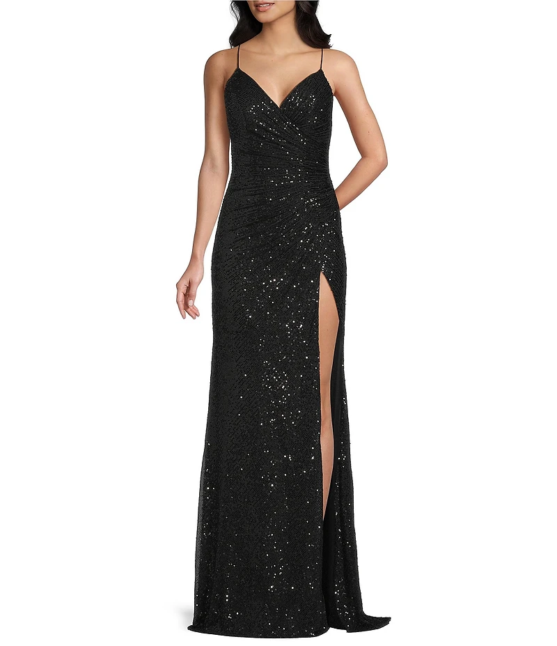 GB Sequin V-Neck Sleeveless Long Dress
