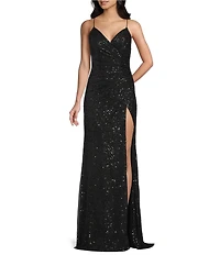 GB Sequin V-Neck Sleeveless Long Dress