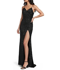 GB Sequin V-Neck Sleeveless Long Dress