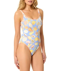 GB Shell Shock Scrunchie Textured Contrast Trim Tank One Piece Swimsuit