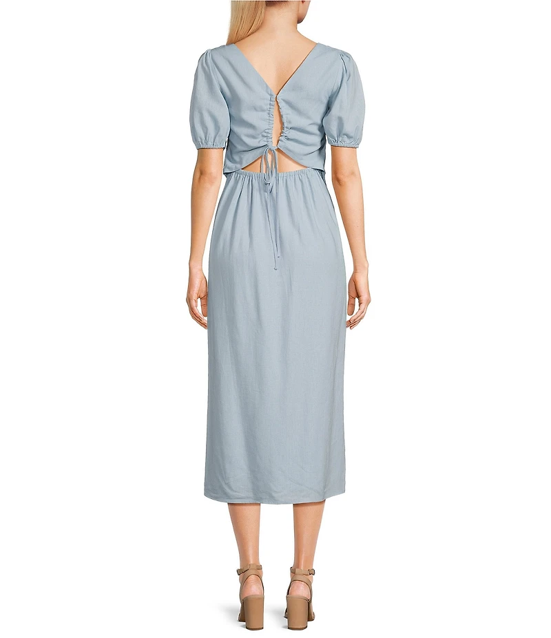 GB Short Sleeve Side Slit Midi Dress