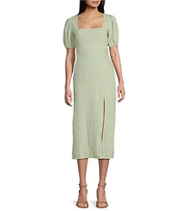 GB Short Sleeve Side Slit Midi Dress