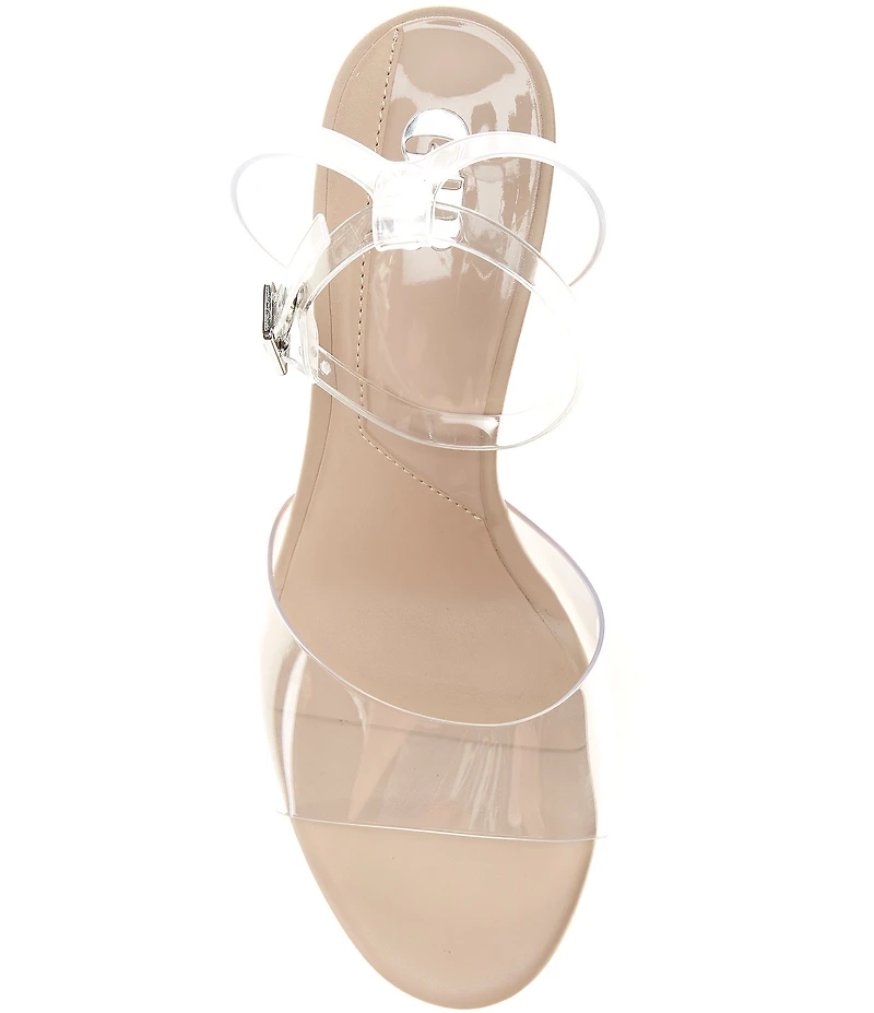 GB So-Pretty Clear Ankle Strap Block Heel Sandals