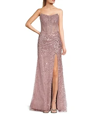 GB Social Allover Sequin Beaded Corset Dress