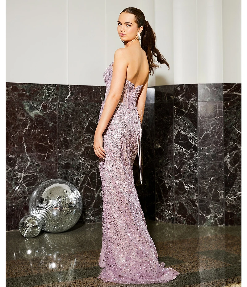 GB Social Allover Sequin Beaded Corset Dress