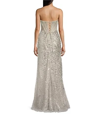 GB Social Allover Sequin Beaded Corset Dress