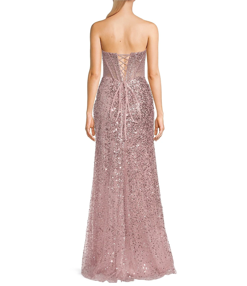 GB Social Allover Sequin Beaded Corset Dress