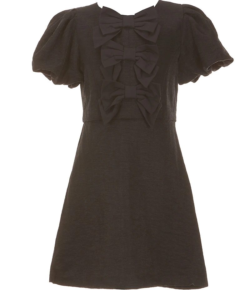 GB Social Big Girls Bow Front Bubble Sleeve Dress