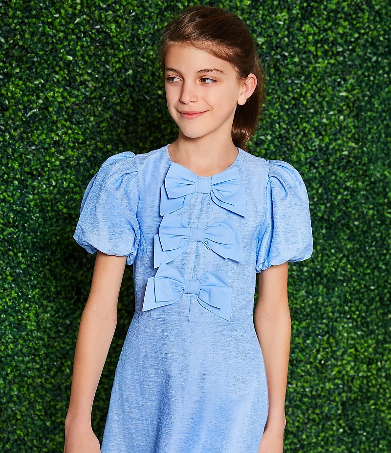 GB Social Big Girls Bow Front Bubble Sleeve Dress