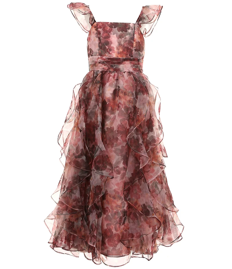 GB Social Big Girls Floral Organza Long Dress