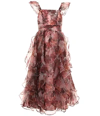 GB Social Big Girls Floral Organza Long Dress