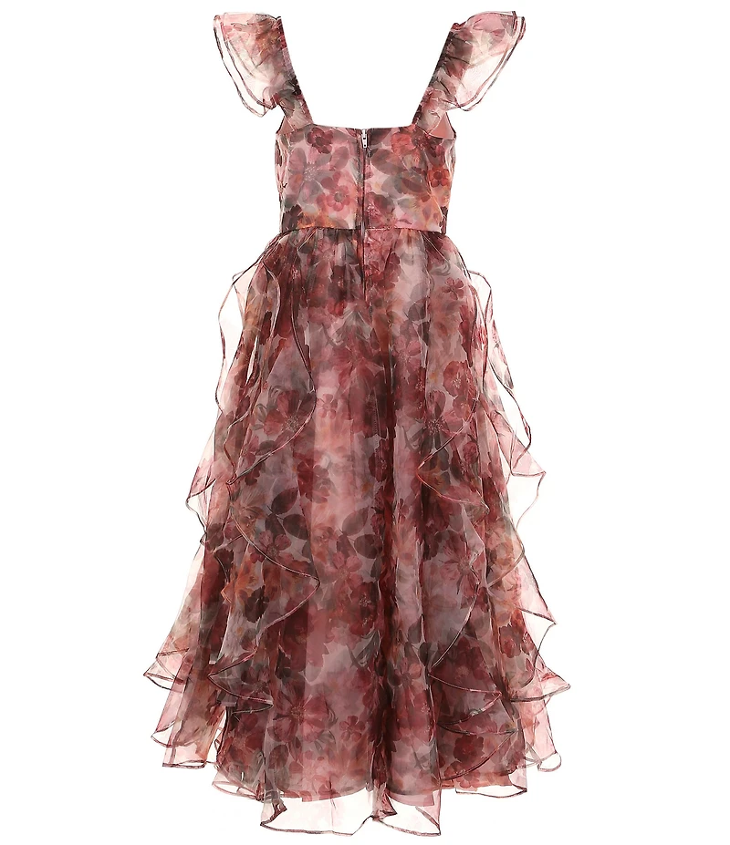 GB Social Big Girls Floral Organza Long Dress