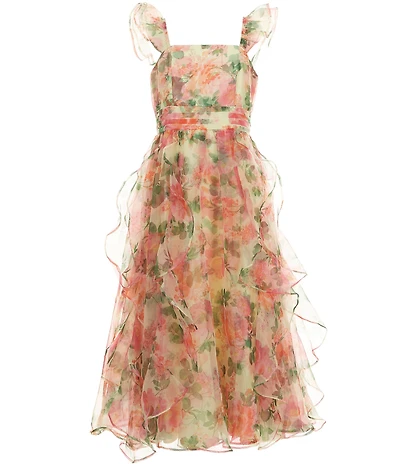 GB Social Big Girls Floral Organza Long Dress