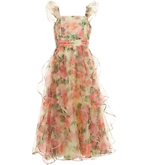 GB Social Big Girls Floral Organza Long Dress