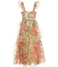 GB Social Big Girls Floral Organza Long Dress
