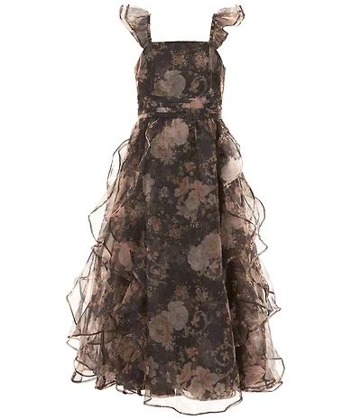 GB Social Big Girls Floral Organza Long Dress