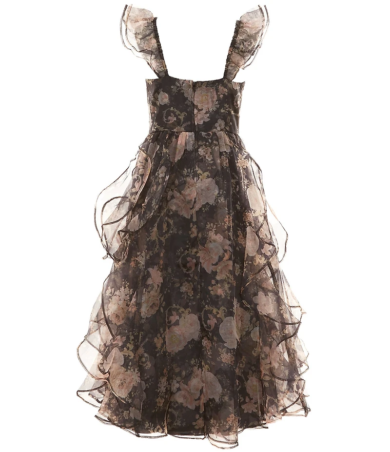 GB Social Big Girls Floral Organza Long Dress