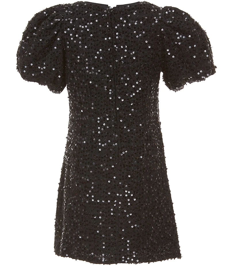 GB Social Big Girls Sequined Tweed Bow Neck Dress