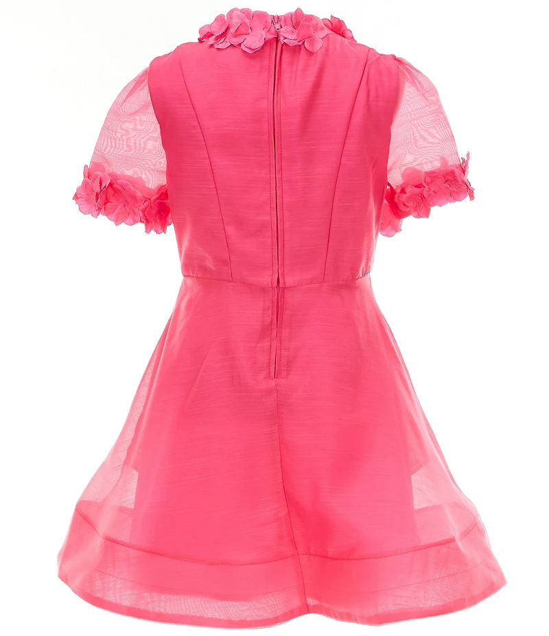 GB Social Big Girls Short Sleeve Floral Applique Dress