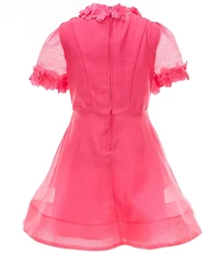 GB Social Big Girls Short Sleeve Floral Applique Dress