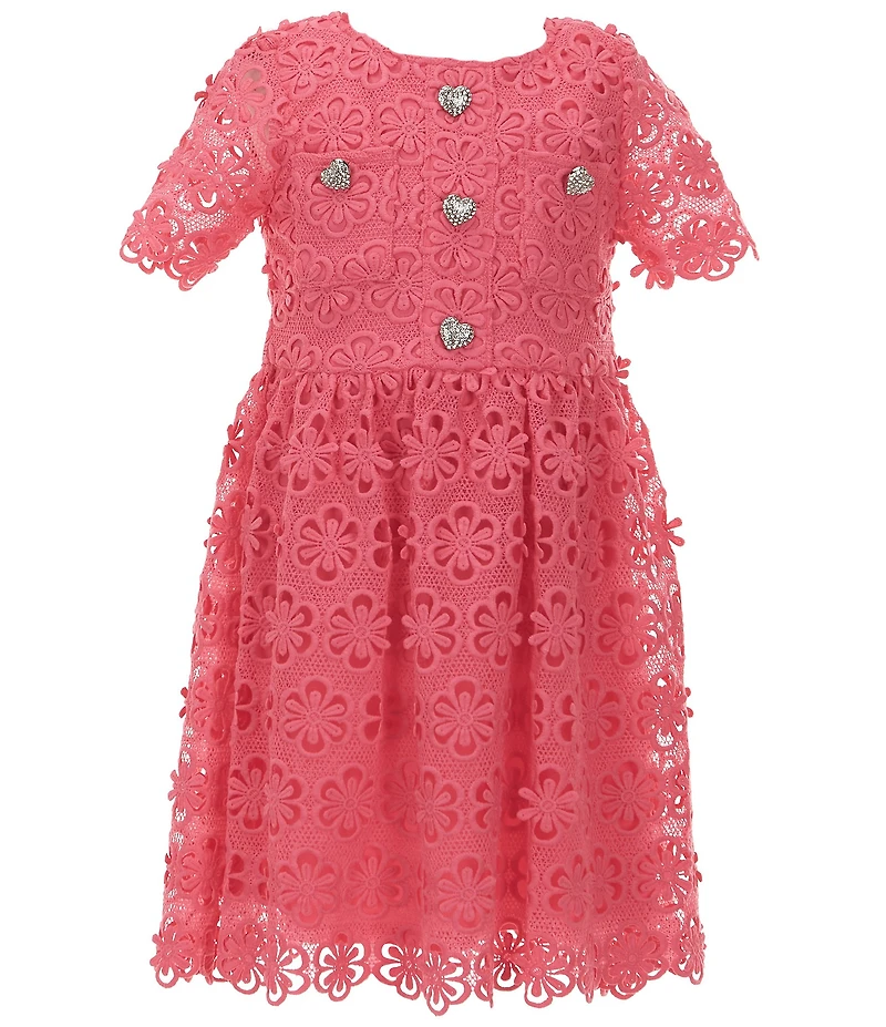 GB Social Big Girls Short Sleeve Floral Lace Dress