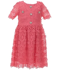 GB Social Big Girls Short Sleeve Floral Lace Dress