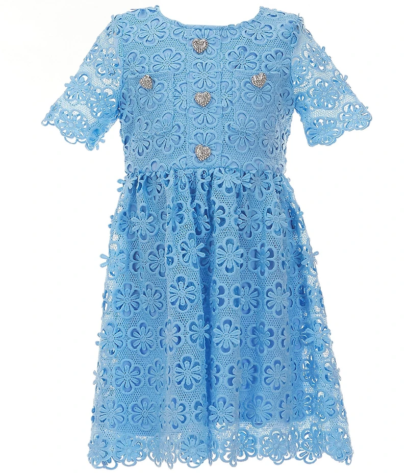 GB Social Big Girls Short Sleeve Floral Lace Dress
