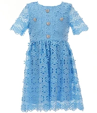 GB Social Big Girls Short Sleeve Floral Lace Dress