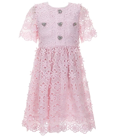 GB Social Big Girls Short Sleeve Floral Lace Dress