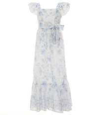 GB Social Big Girls Sleeveless Border Print Maxi Dress