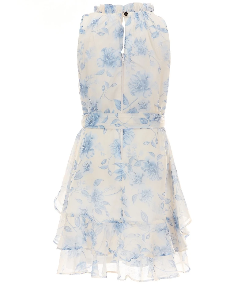 GB Social Big Girls Sleeveless Floral High Neck Dress