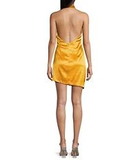 GB Social Cowl Halter Neck Satin Mini Dress