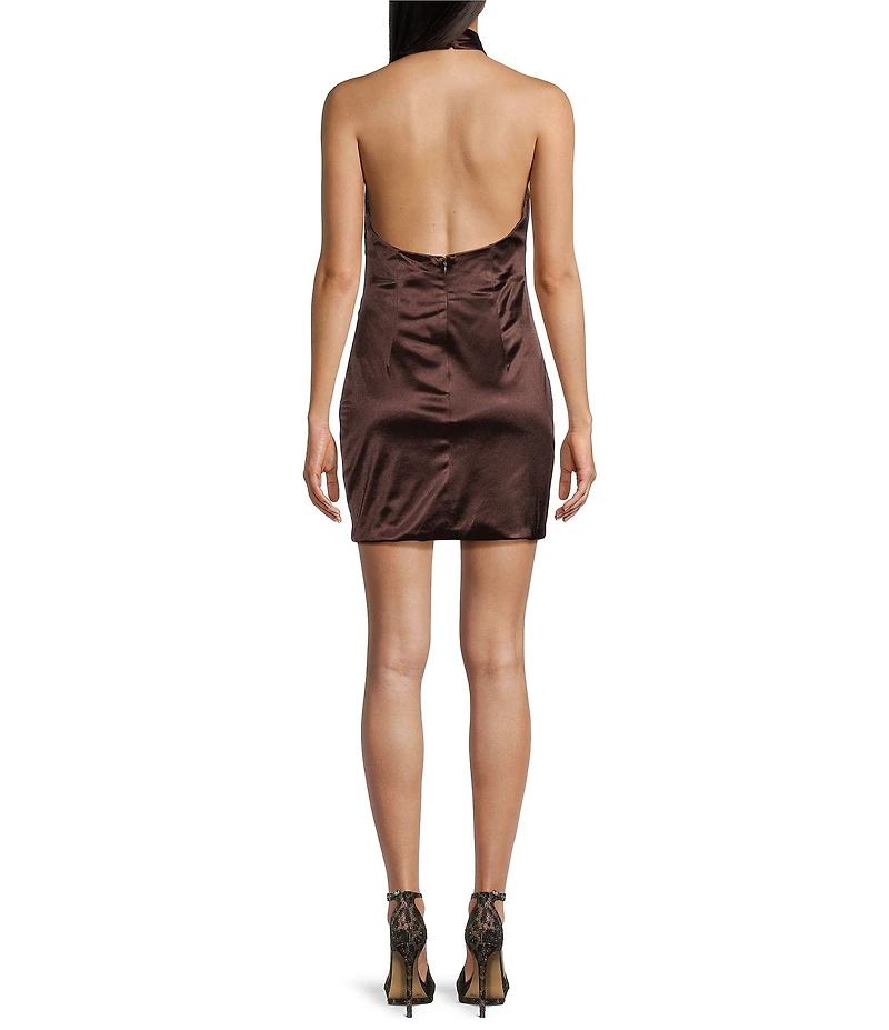 GB Social Halter Neck Satin Mini Dress