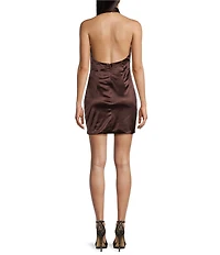 GB Social Halter Neck Satin Mini Dress