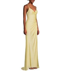 GB Social Jersey Ruched Lace-Up Back Long Dress