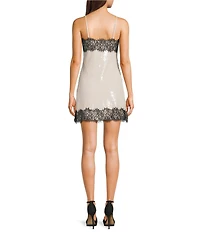 GB Social Lace Trim Sequin Slip Mini Dress