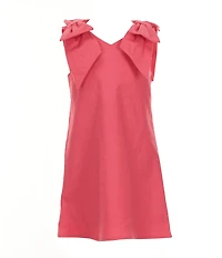 GB Social Little Girls Bow Shoulder Linen Dress