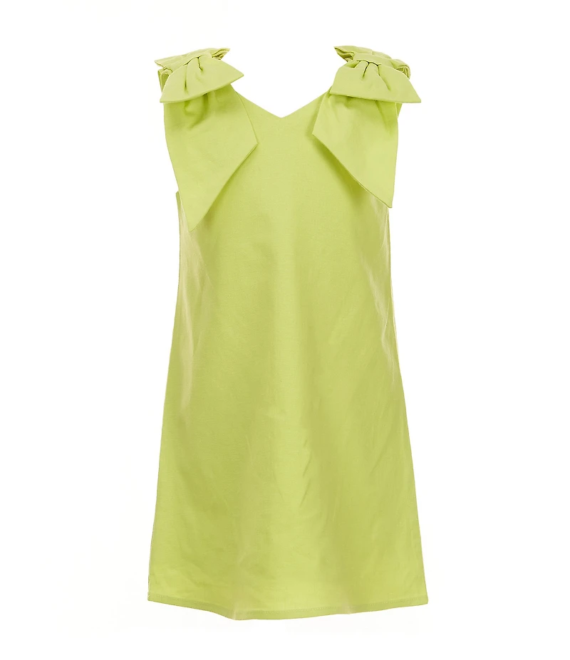 GB Social Little Girls Bow Shoulder Linen Dress