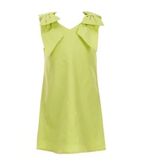 GB Social Little Girls Bow Shoulder Linen Dress