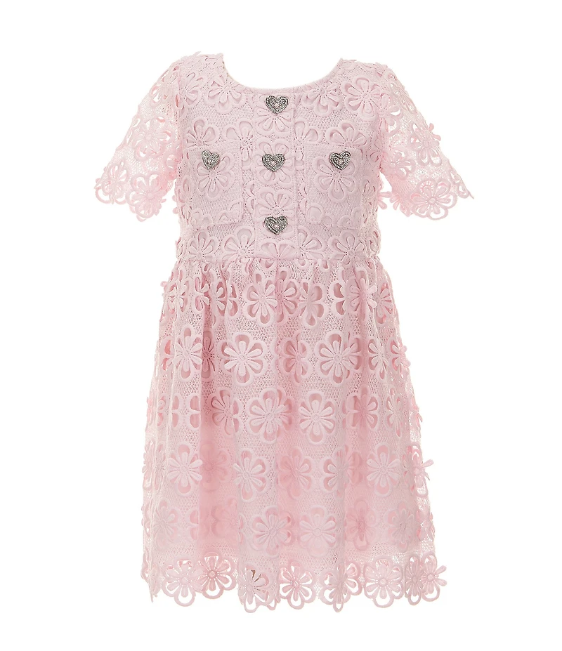 GB Social Little Girls Short Sleeve Floral Lace Dress