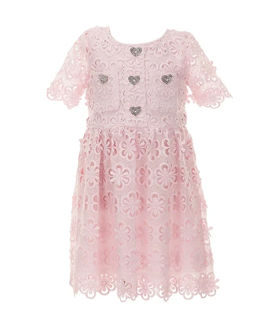 GB Social Little Girls Short Sleeve Floral Lace Dress
