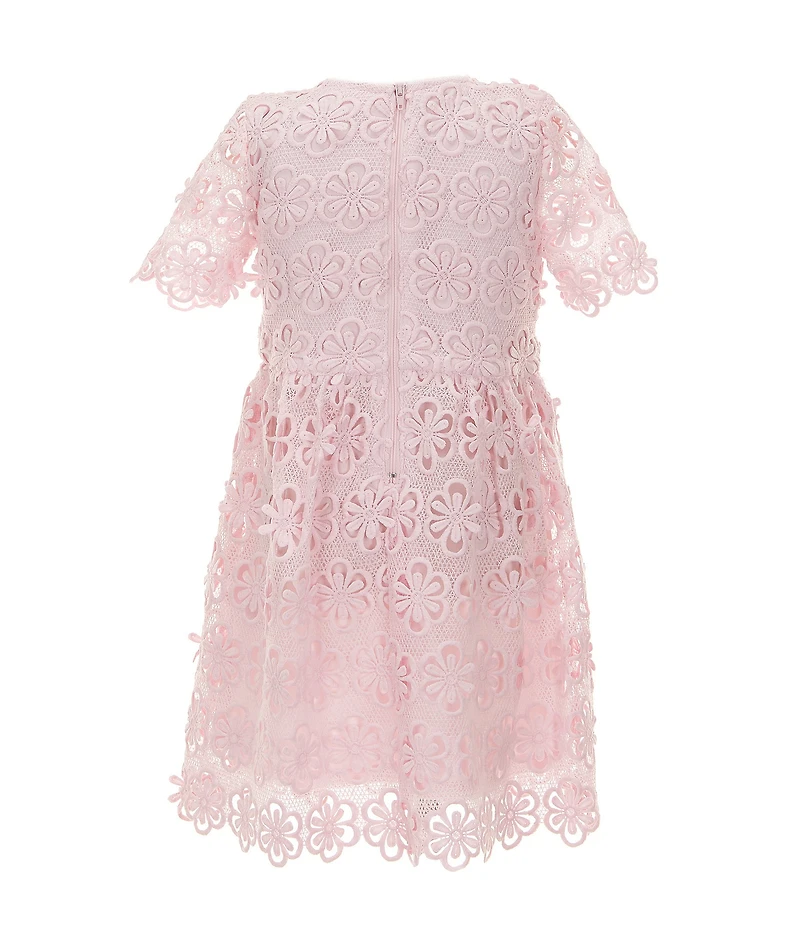 GB Social Little Girls Short Sleeve Floral Lace Dress