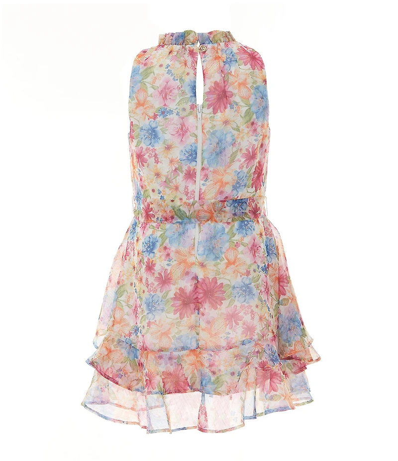 GB Social Little Girls Sleeveless Floral High Neck Dress