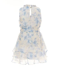 GB Social Little Girls Sleeveless Floral High Neck Dress